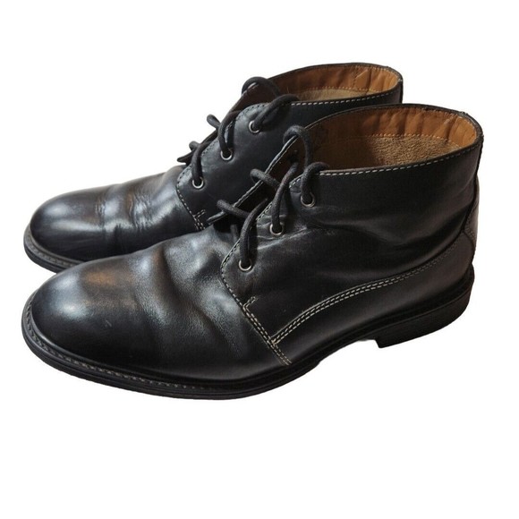 BOSTONIAN Boot Mens 9 Leather Brently Style Chukka Low Shoe BLACK $120 MSRP - Picture 1 of 8